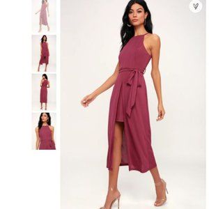 NWT Lulus Caroline Washed Magenta Midi Dress